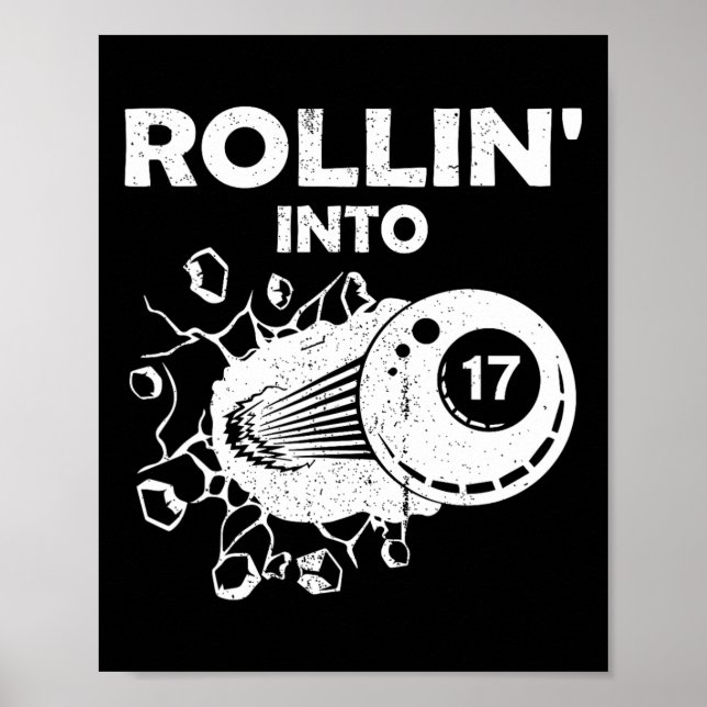 Rollin in 17 Billard 17. Geburtstag Flammenbil Poster (Vorne)