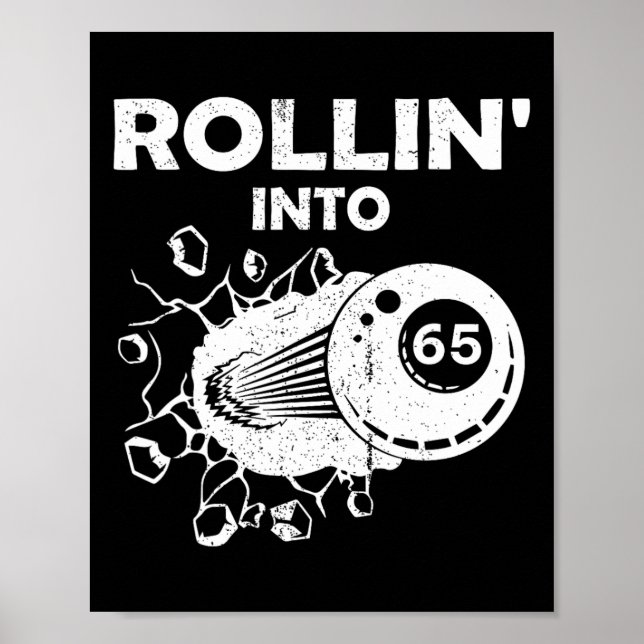 Rollin in 65 Billard 65. Geburtstag Flammenbil Poster (Vorne)