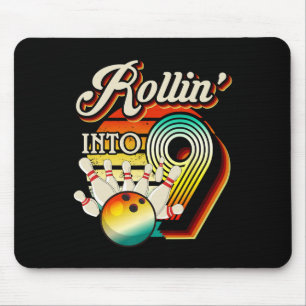 Rollin in Bowling 9 Jahre alt Retro Geburtstag 9. Mousepad