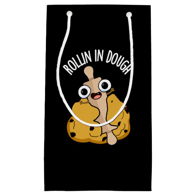 Rollin in Dough Funny Baking Pub Dark BG Kleine Geschenktüte (Vorderseite)