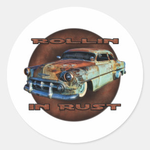 Rollin in Rost Schwanz Dragger gehacktes Chevy Runder Aufkleber