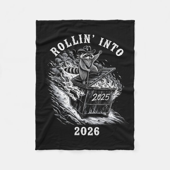 Rollin' Into 2026 Funny Cowboy Raccoon Happy New Y Fleecedecke (Vorderseite)