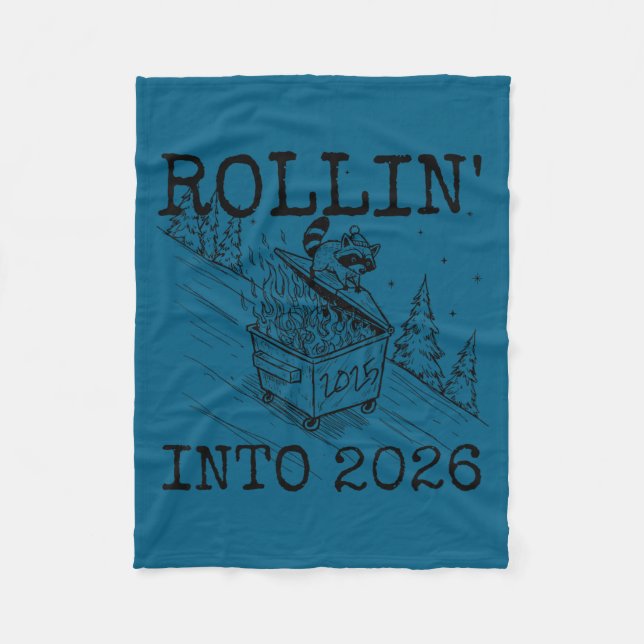 Rollin' Into 2026 Happy New Year Raccoon Men Women Fleecedecke (Vorderseite)