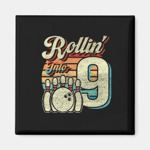 Rollin Into 9 Bowling Geburtstagsfeier 9. Geburtst Magnet