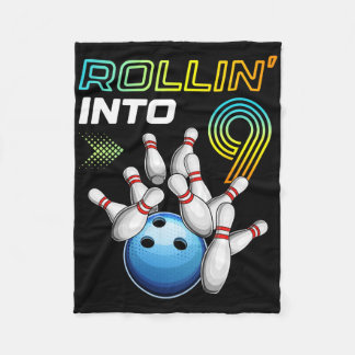 Rollin Into 9 Retro Bowling Birthday Party 9th Bir Fleecedecke