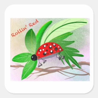 Rollin ladybug quadratischer aufkleber