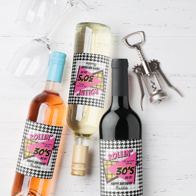 Rollin mit meinen Homies 90er Hahnentrittmuster Ge Weinetikett (Von Creator hochgeladen)