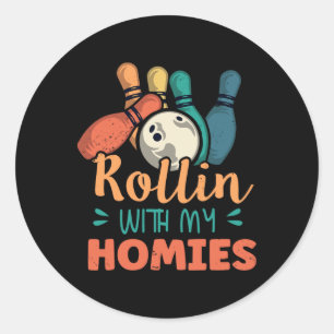 Rollin mit meiner Heimat Retro Bowling 2 Runder Aufkleber