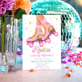 Rollin mit meiner Homies Roller Skate Girl Birthda Einladung