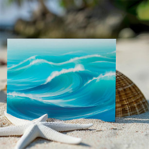 Rolling Blue Ocean Waves Coastal Wall Poster