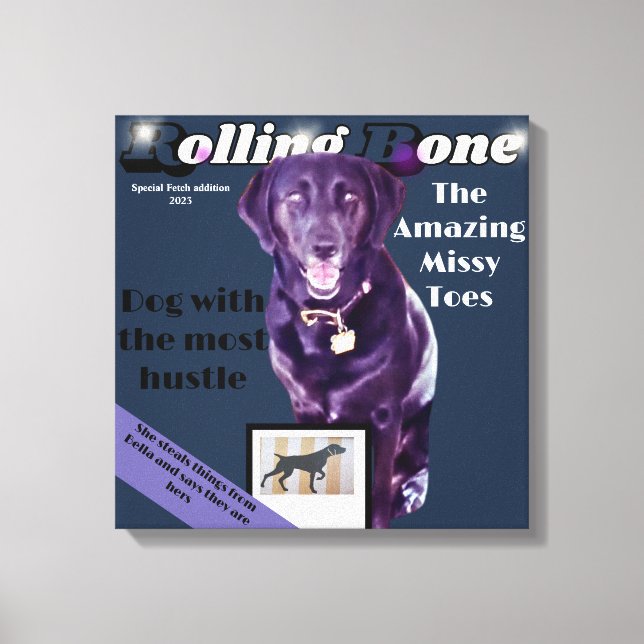 Rolling Bone Hund Magazin völlig anpassen Leinwanddruck (Vorderseite)