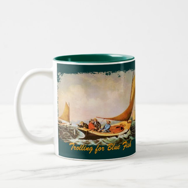 Rolling for Blue Fish Zweifarbige Tasse (Links)