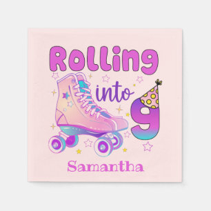 Rolling in 9 Roller Skater Geburtstagsfeier Serviette