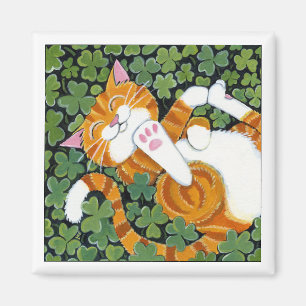 Rolling in Clover - Aimant d'art de chat
