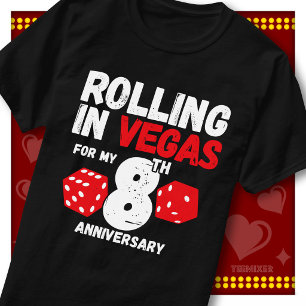 Rolling In Vegas 8. Hochzeitstag Lustiges Paar T-Shirt