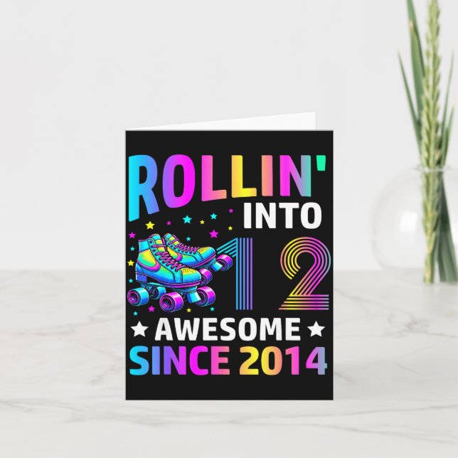 Rolling Into 12 Years Old Skates 12th Birthday Gir Karte (Vorderseite)