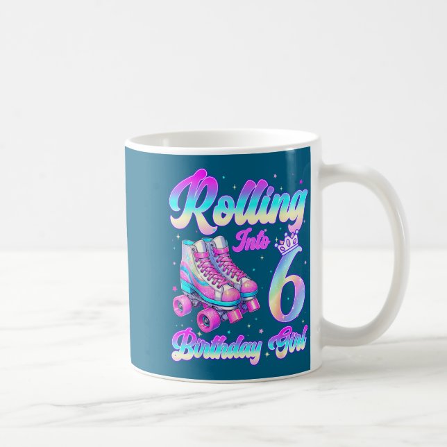 Rolling Into 6 Year Old Roller Skating 6th Birthda Kaffeetasse (Rechts)