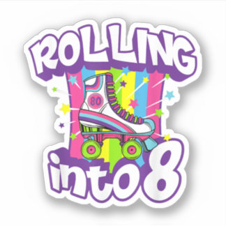 Rolling Into 8 Years Old Funny 8th Birthday Gift G Aufkleber