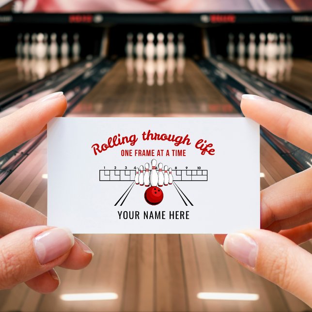 Rolling Through Life Bowling Business Card Visitenkarte (Von Creator hochgeladen)