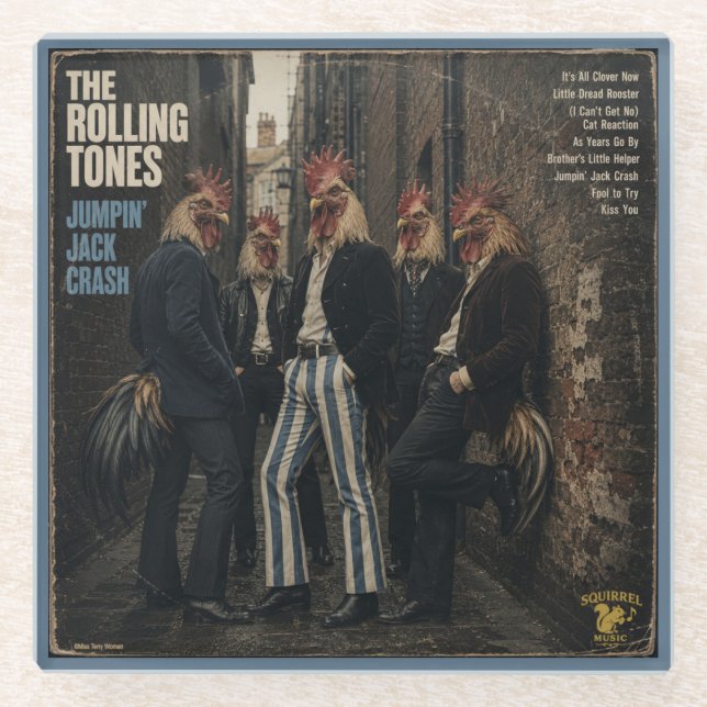 Rolling Tones: eine Parodie Glasuntersetzer (Vorderseite)