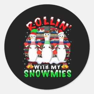 Rolling with my Funnylovers Christmas Xmas Snowmie Runder Aufkleber