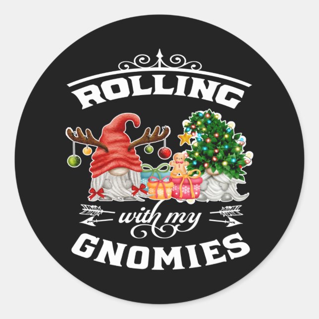 Rolling With My Gnomies Christmas Gnomes Runder Aufkleber (Vorderseite)