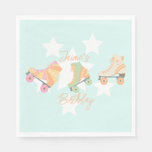 Rollschuh Geburtstag Pastell Sterne Serviette