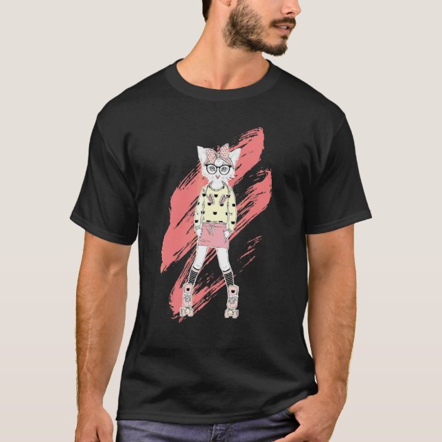 Rollschuh Katze Pullover Rollschuhlaufen (Vorderseite)