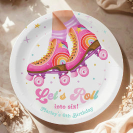 Rollschuh Lassen Sie uns Rollschuhfahren Mädchen G Pappteller