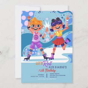 Rollschuh laufende Kinder Einladung