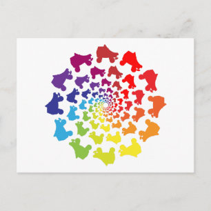 Rollschuh Regenbogen Kreis Postkarte