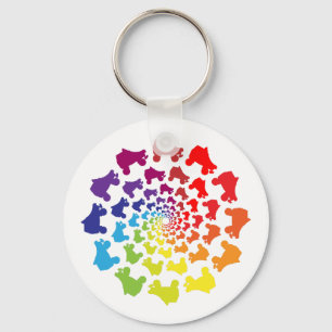 Rollschuh Regenbogen Kreis Schlüsselanhänger