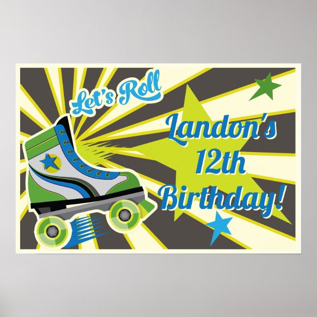 Rollschuh Retro Derby Party  Poster (Vorne)