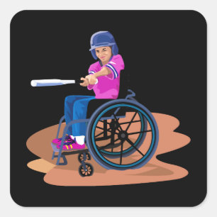 Rollstuhl Girl Ball.png Quadratischer Aufkleber