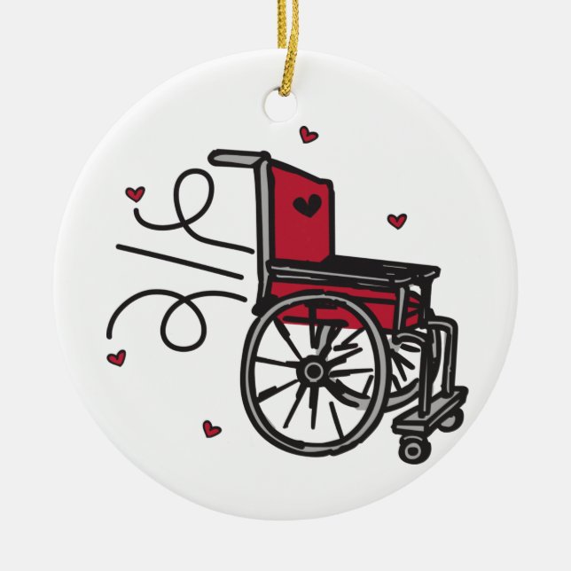 Rollstuhl Keramik Ornament (Vorne)