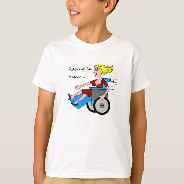 Rollstuhl-Mädchen im Heels T-Shirt (Vorderseite)