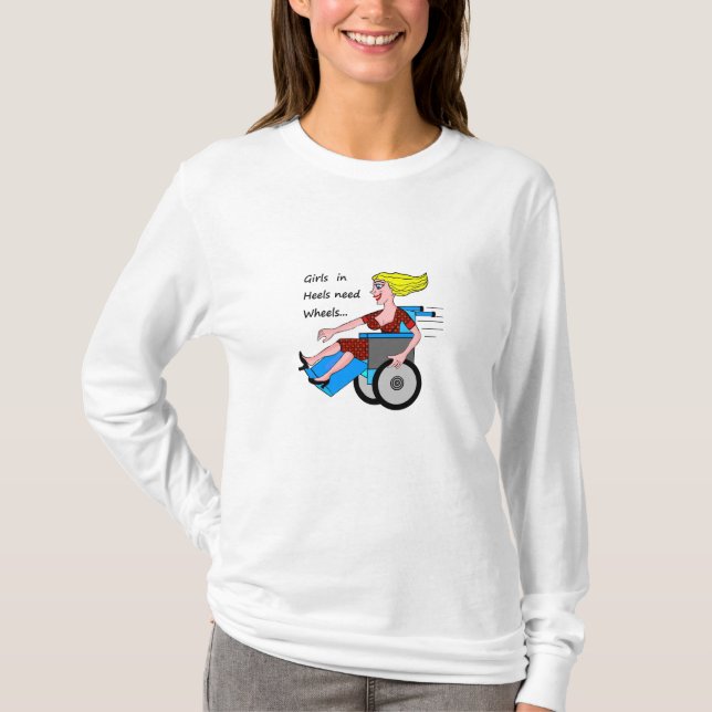 Rollstuhl-Mädchen im Heels T-Shirt (Vorderseite)