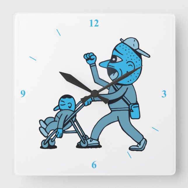 Rollstuhl Quadratische Wanduhr (Vorderseite)