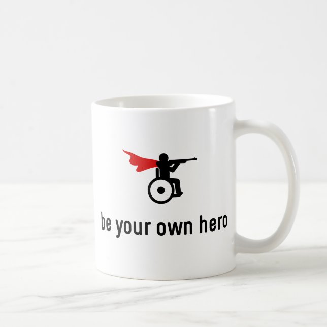 Rollstuhl-Schießen-Held Kaffeetasse (Rechts)