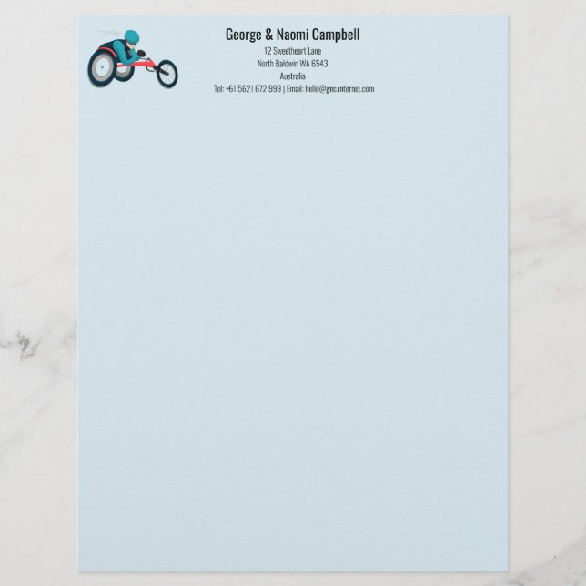 Rollstuhlfahren Briefbogen (Vorderseite)