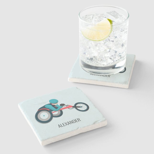 Rollstuhlfahren Steinuntersetzer (Seitenansicht)