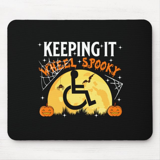 Rollstuhlfahrer Halloween Behinderter Gruseliger M Mousepad (Vorne)