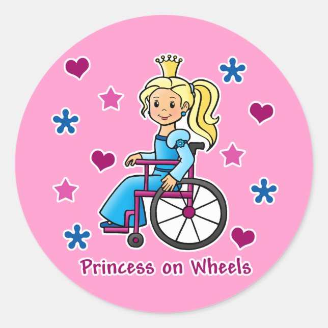 RollstuhlPrinzessin Runder Aufkleber (Vorderseite)