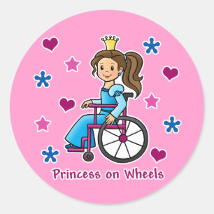 RollstuhlPrinzessin Runder Aufkleber