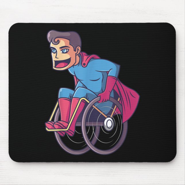 Rollstuhlsuperhero I Amputee Handicap Behinderung Mousepad (Vorne)