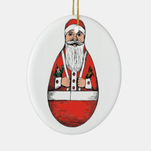 Rolly polly Santa Claus Keramik Ornament