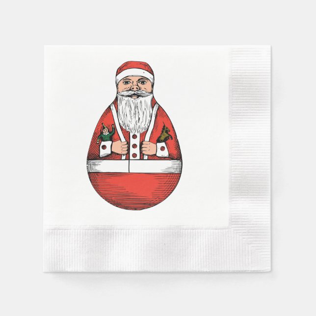 Rolly Polly Santa Toy White Paper Napkin Serviette (Vorderseite)