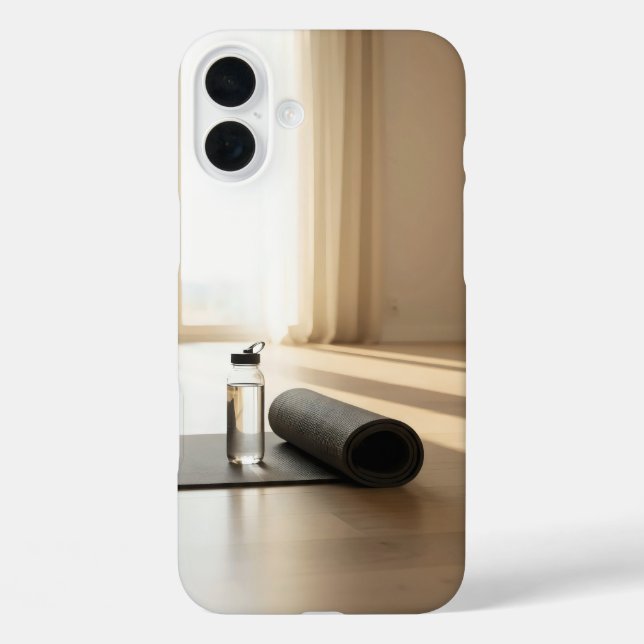 Rollyogmatte Single Wasserflasche aus Holz iPhone 16 Plus Hülle (Rückseite)
