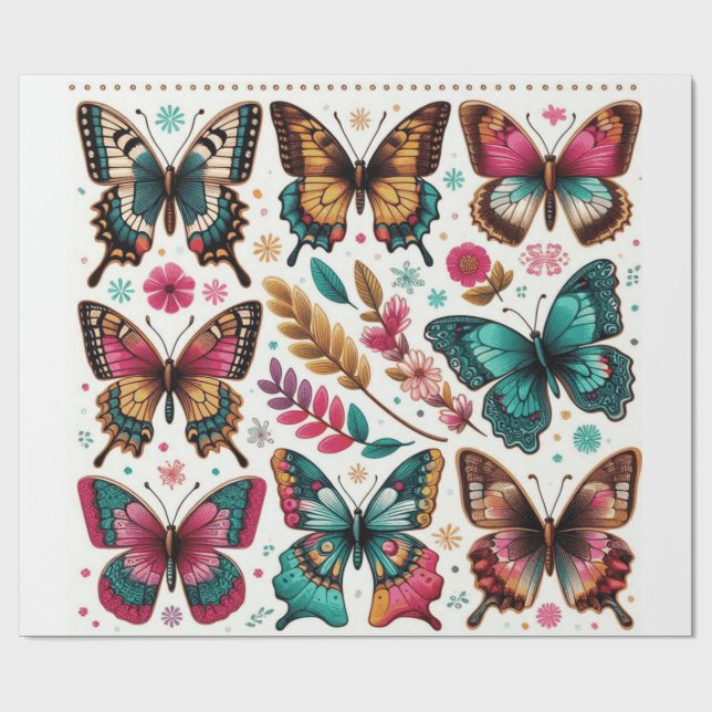 rolo de papel de presente com estampa borboletas geschenkpapier (Flach)