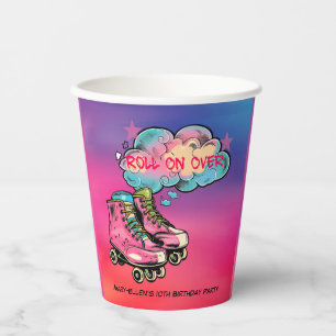 Rolon Over Roller Skate Girl Birthday Party Pappbecher